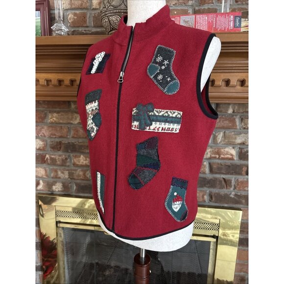 Woolrich Red Christmas Vest Zip Front Size Large See Pics For Measurements - Picture 2 of 6